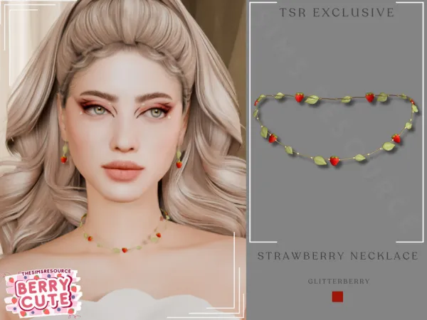 Mix Berry Cute Strawberry Necklace by glitterberrysims - The Sims 4 Custom Content