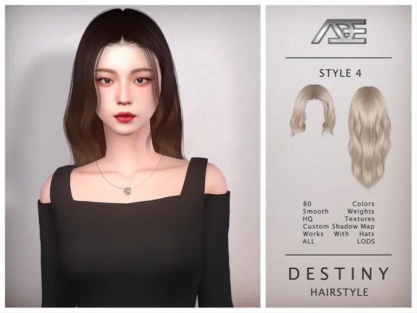 Alpha Destiny Style 4 (Hairstyle) by ade - The Sims 4 Custom Content