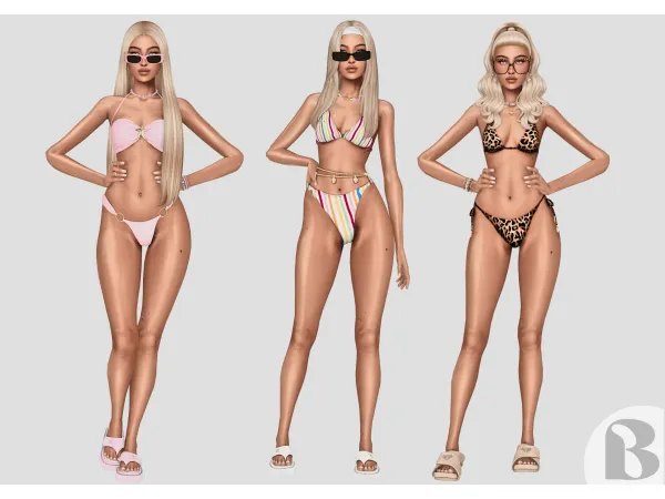 Alpha Colourful Kinis Swimwear Lookbook by simsfinds - The Sims 4 Custom Content