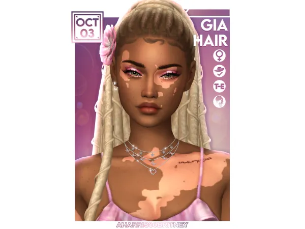Maxis Match Gia Hair No Bangs Version by aharris00britney - The Sims 4 Custom Content