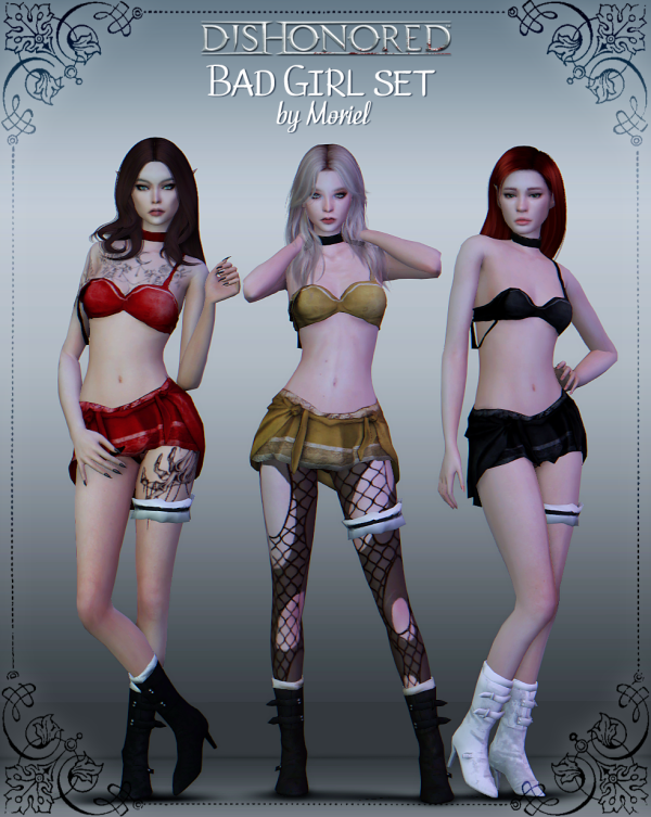 Alpha Dishonored Bad girl set by simsfinds - The Sims 4 Custom Content