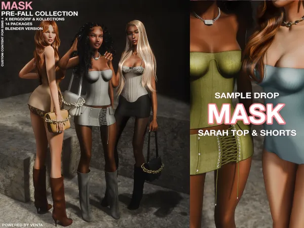 Alpha MASK Sarah Set (Sample) by bergdorfsims - The Sims 4 Custom Content