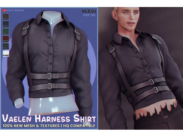 Alpha PEACH Vaelen Harness Shirt by kleossims - The Sims 4 Custom Content