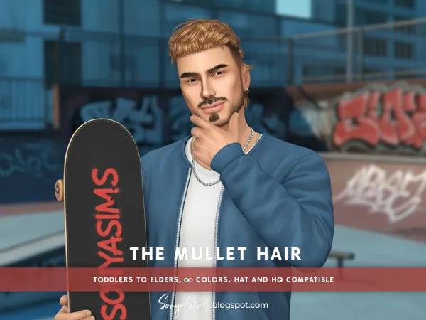 Alpha The Mullet Hair by sonyasims - The Sims 4 Custom Content