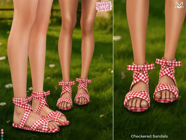 Alpha Checkered Sandals S624 by mermalade - The Sims 4 Custom Content