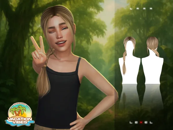 Alpha LEXEL Lara child hairstyle - The Sims 4 Custom Content