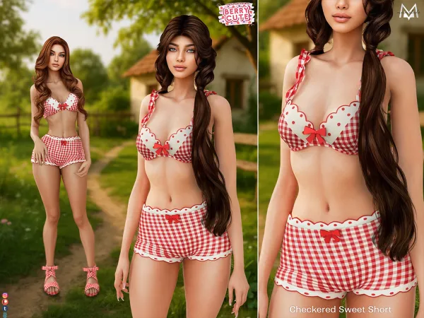 Alpha Checkered Sweet Short MC620 by mermalade - The Sims 4 Custom Content