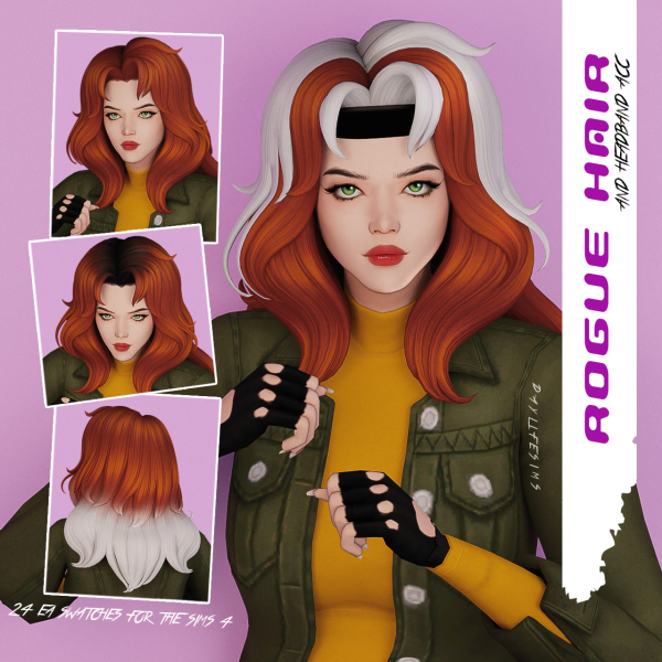Maxis Match ROGUE HAIR and headband acc by simsfinds - The Sims 4 Custom Content