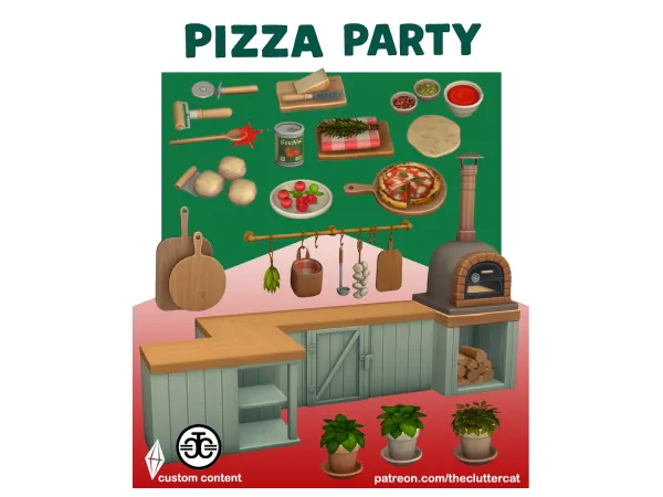 Maxis Match Pizza Party Part I by TheClutterCat - The Sims 4 Custom Content