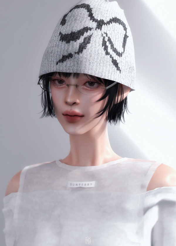 Alpha [Bongddi] Oval Mood Glasses by simsfinds - The Sims 4 Custom Content