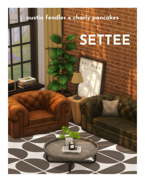 Maxis Match settee chesterfield sofa set by simsfinds - The Sims 4 Custom Content