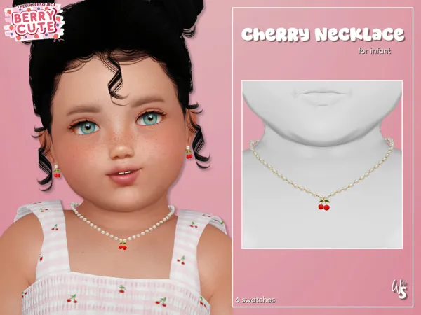 Alpha Berry Cute Cherry Necklace for infant by wisteriasims - The Sims 4 Custom Content