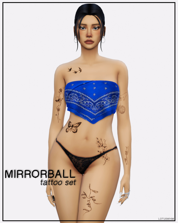 Mix Mirrorball Tattoo Set by lotuswhimcc - The Sims 4 Custom Content