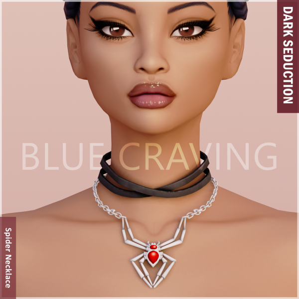 Alpha Blue Craving Spider Necklace by bluecraving - The Sims 4 Custom Content