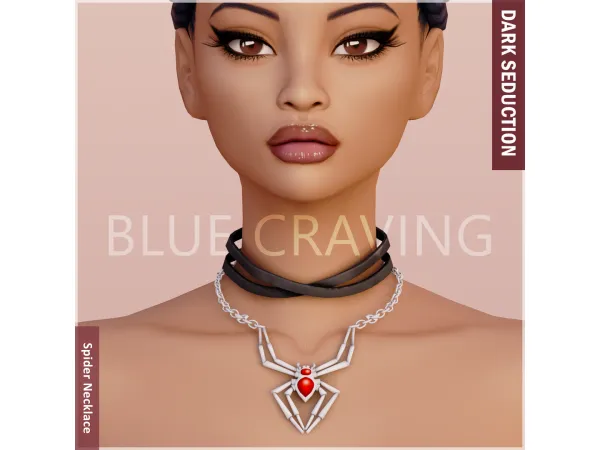 Alpha Blue Craving Spider Necklace - The Sims 4 Custom Content