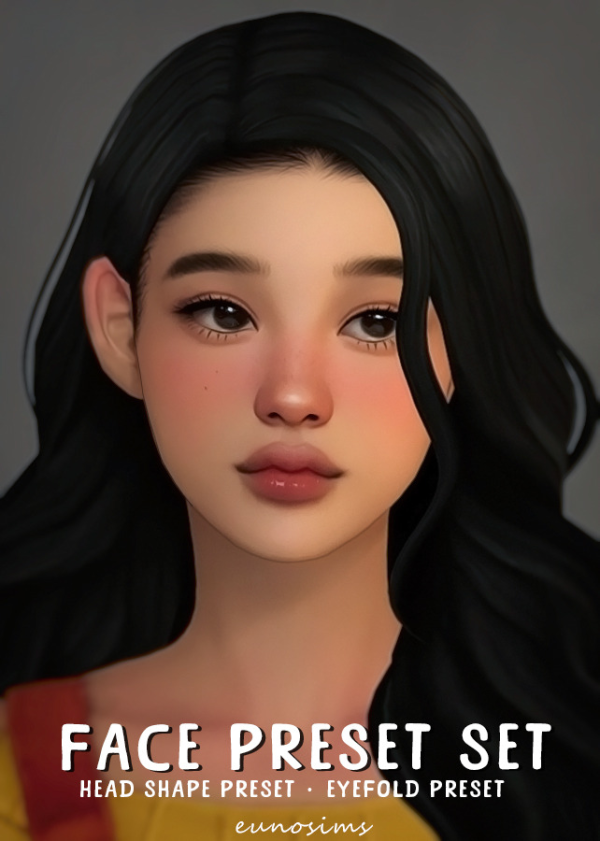 Mix euno Asian Face Preset Set (Monolids Slim Face) by simsfinds - The Sims 4 Custom Content