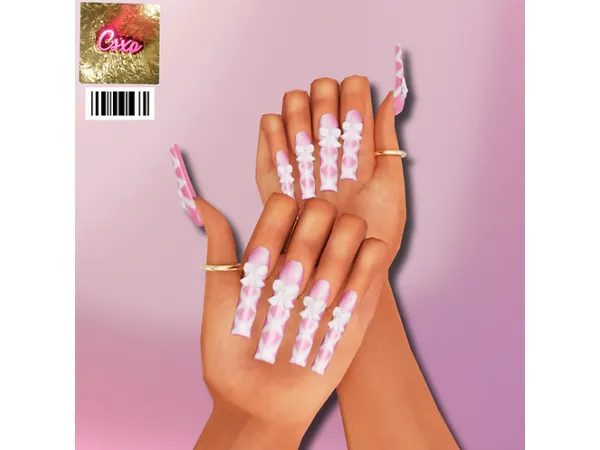 Coquette Bow Nails by cecesimsxo