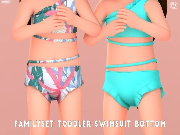 Mix Summer Family set Toddler Swimsuit bottom BRsims by bluerose-sims - The Sims 4 Custom Content