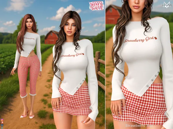 Alpha Strawberry Top MC621 - The Sims 4 Custom Content