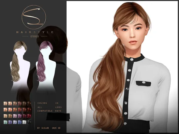Alpha S CLUB_070925_ ponytail hairstyle Club by S - The Sims 4 Custom Content