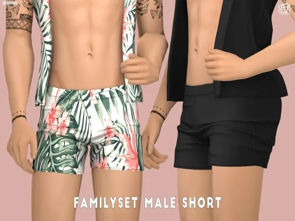 Mix Summer Family set Male Short BRsims by bluerose-sims - The Sims 4 Custom Content