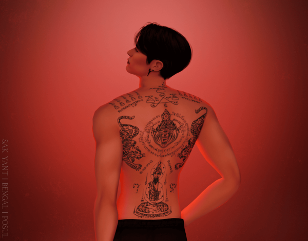 Mix Tattoo Collection Sak Yant Bengal by simsfinds - The Sims 4 Custom Content