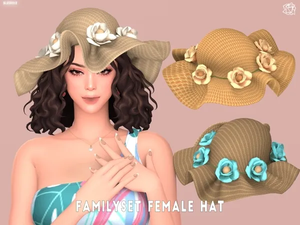 Mix Summer Family set Female Hat BRsims by bluerose-sims - The Sims 4 Custom Content