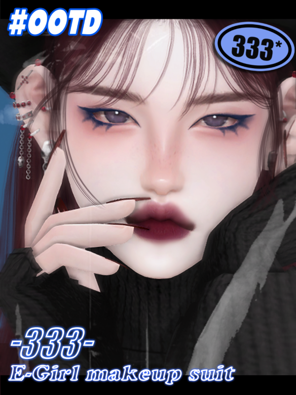 Alpha 333E Girl makeup suit by simsfinds - The Sims 4 Custom Content