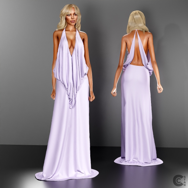 Alpha Draped Plunge Silk Dress cool_content_star by cool_content_star - The Sims 4 Custom Content