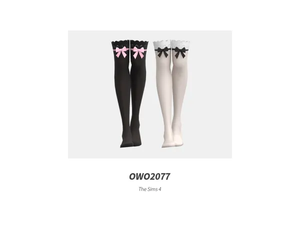 OWO2077 - Lace Bow Thigh High Socks