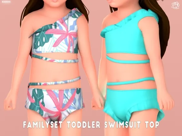 Mix Summer Family set Toddler Swimsuit top BRsims by bluerose-sims - The Sims 4 Custom Content