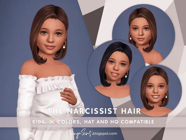 Alpha The Narcissist Hair Kids (With Bangs) - The Sims 4 Custom Content