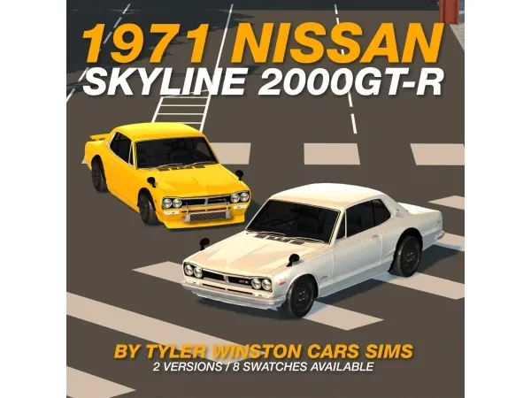 Alpha Tyler Winston Cars 1971 Nissan Skyline 2000GT R - The Sims 4 Custom Content