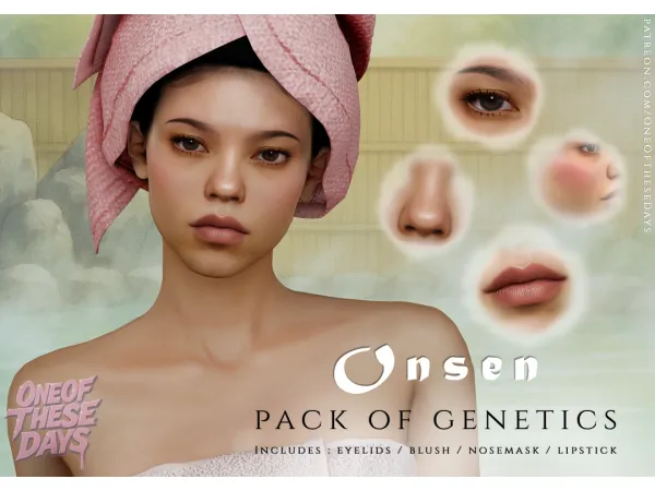 Alpha Onsen GENETICS EYELIDS BLUSH NOSEMASK LIPSTICK - The Sims 4 Custom Content