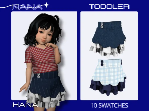 Maxis Match 7NANA (Hana) Flared skirt with ruffles by 7nana - The Sims 4 custom content