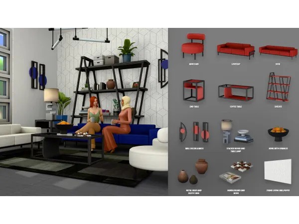 Maxis Match FRAME LIVING ROOM by ModCo Studios - The Sims 4 Custom Content