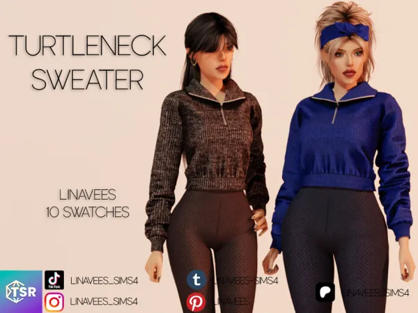 Alpha DEMI TURTLENECK SWEATER by thesimsresource - The Sims 4 Custom Content