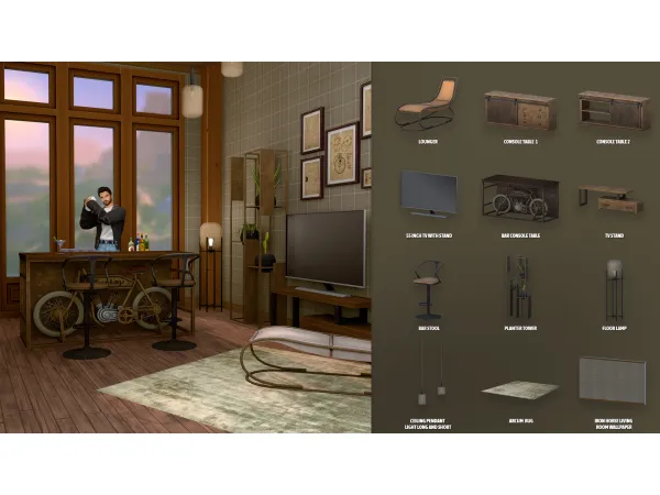 Maxis Match IRON HORSE LIVING ROOM 2 by ModCo Studios - The Sims 4 Custom Content