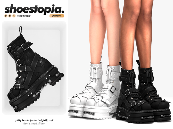 Alpha pitty platform boots by shoestopia - The Sims 4 Custom Content