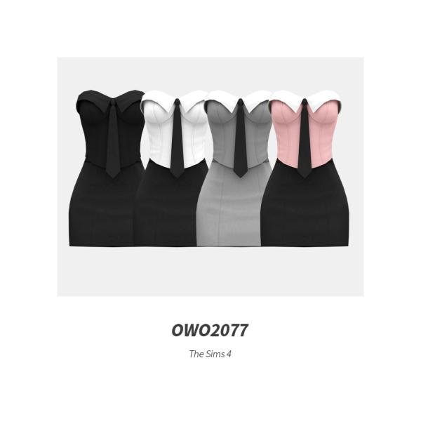 Mix OWO2077 Office Style Tie Dress by simsfinds - The Sims 4 Custom Content