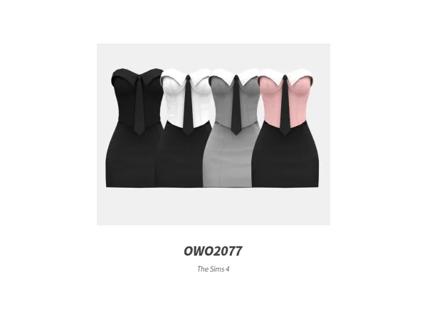 Mix OWO2077 Office Style Tie Dress - The Sims 4 Custom Content