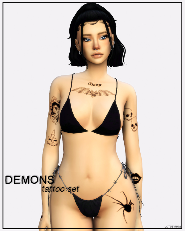 Mix Demons Tattoo Set by lotuswhimcc - The Sims 4 Custom Content