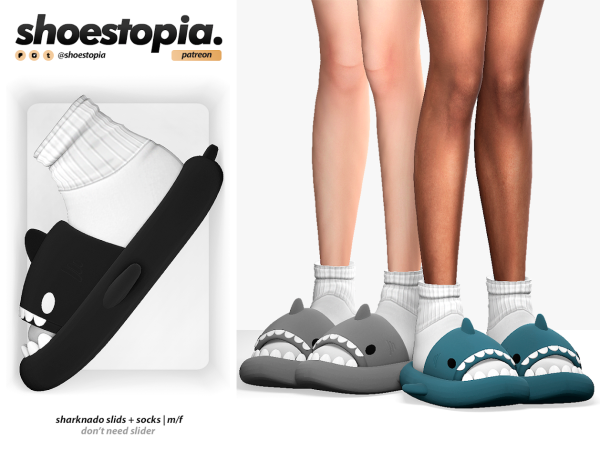 Alpha sharknado slids socks by shoestopia - The Sims 4 Custom Content