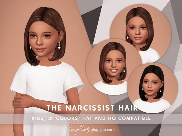 Alpha The Narcissist Hair Kids (No Bangs) by sonyasims - The Sims 4 Custom Content