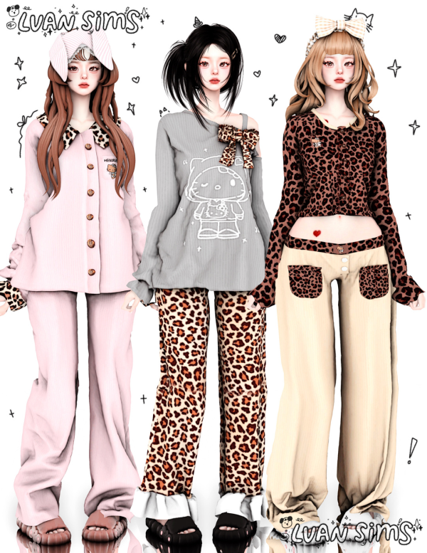 Alpha Leopard print pajamas by simsfinds - The Sims 4 Custom Content