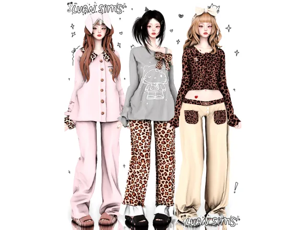 Leopard print pajamas by LVANsims