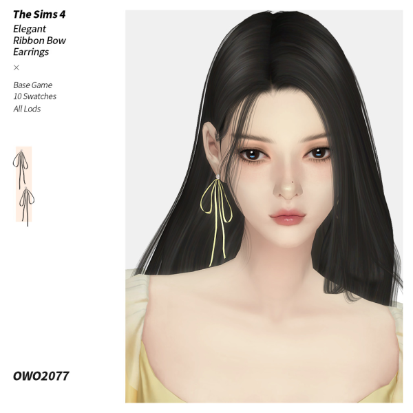 Mix OWO2077 Elegant Ribbon Bow Earrings by simsfinds - The Sims 4 Custom Content