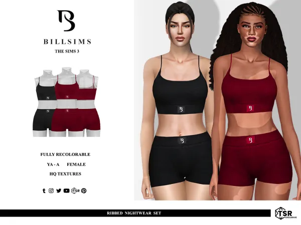 Ribbed Nightwear Set( ) by billsims - The Sims 3 Custom Content