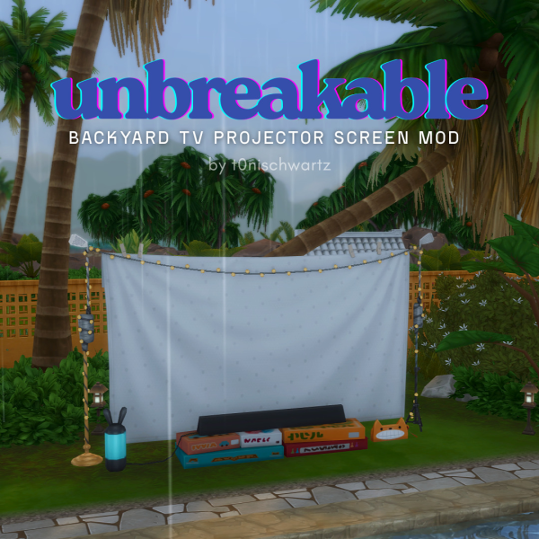 Maxis Match Unbreakable Backyard TV Projector Screen Mod by simsfinds - The Sims 4 Custom Content