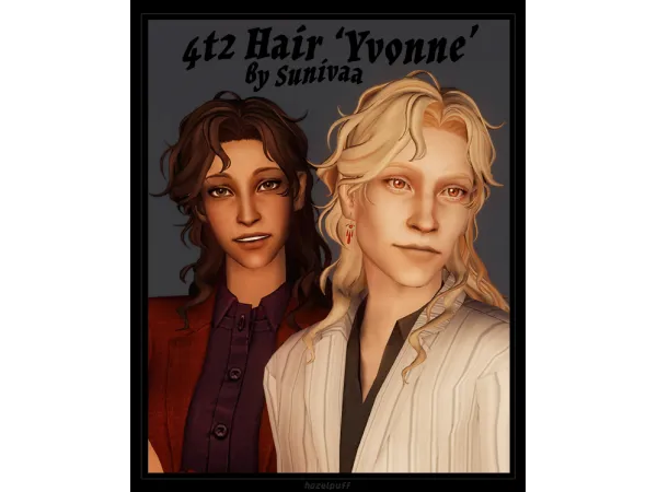 4t2 u2018Yvonneu2019 Hair by Sunivaa by hazelpuff - The Sims 2 Custom Content